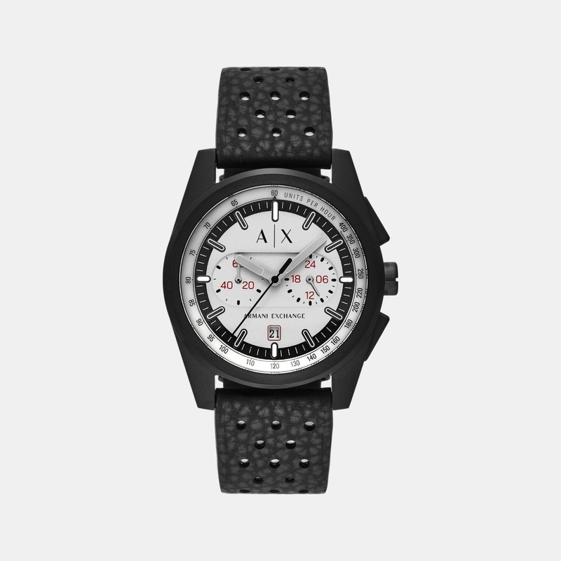 Men Quartz Grey Dial Chronograph Rubber Watch AX2865