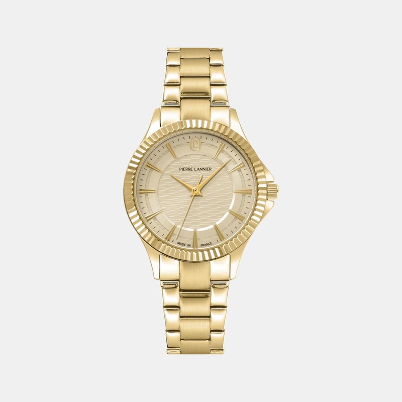 Metropolitain Women Quartz Gold Dial Analog Stainless Steel Watch 018Q542
