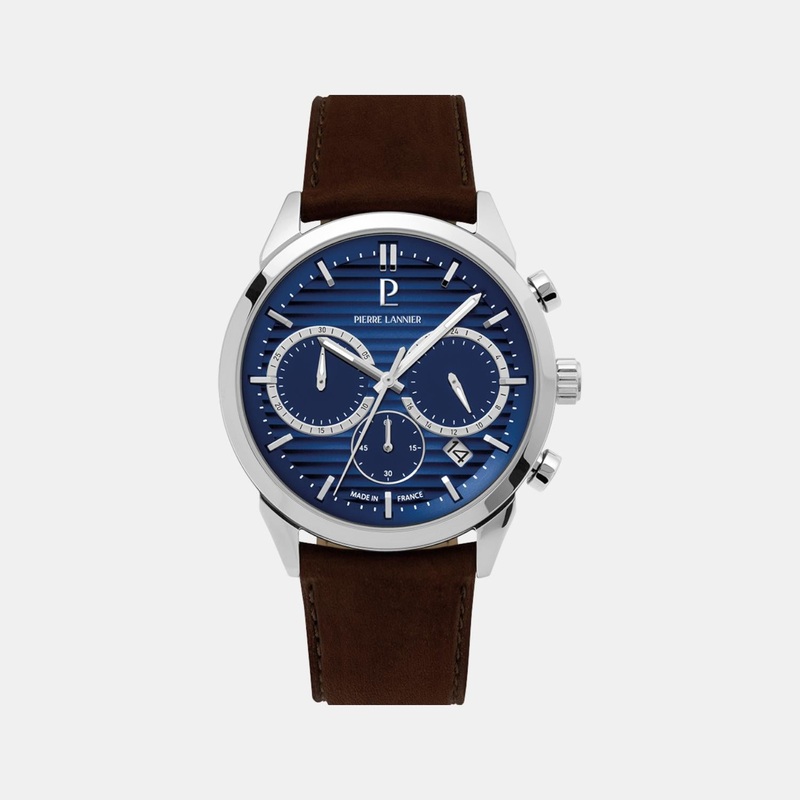 Monarck Men Quartz Blue Dial Chronograph Leather Watch 232G164