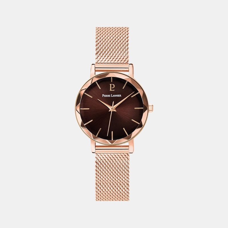 Multiples Women Quartz Brown Dial Analog Stainless Steel Watch 010P988