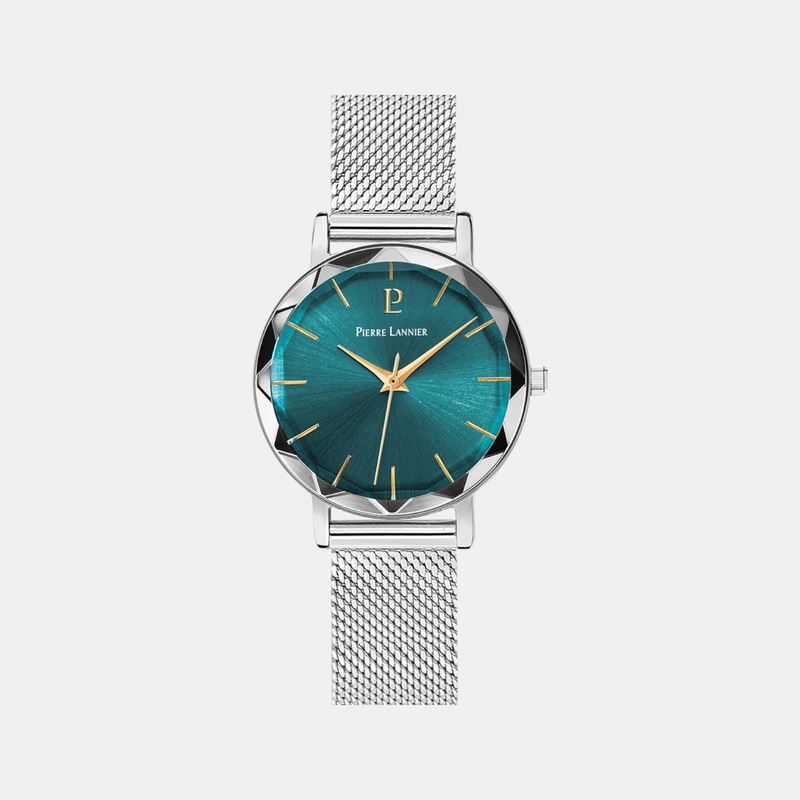 Multiples Women Quartz Green Dial Analog Stainless Steel Watch 009M671