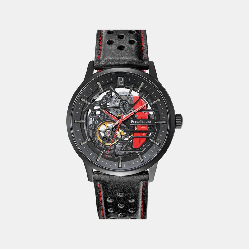 Paddock Men Automatic Black Dial Analog Leather Watch 338A433