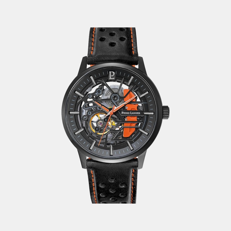 Paddock Men Automatic Black Dial Analog Leather Watch 341A455