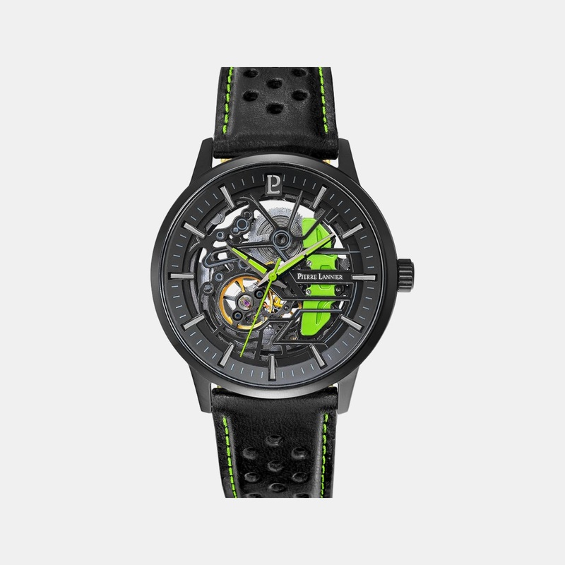 Paddock Men Automatic Black Dial Analog Leather Watch 341A477