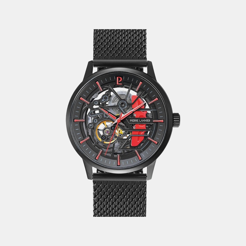 Paddock Men Automatic Black Dial Analog Stainless Steel Watch 345A459