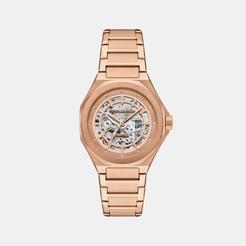 Women Automatic Transparent Dial Analog Stainless Steel AX4619