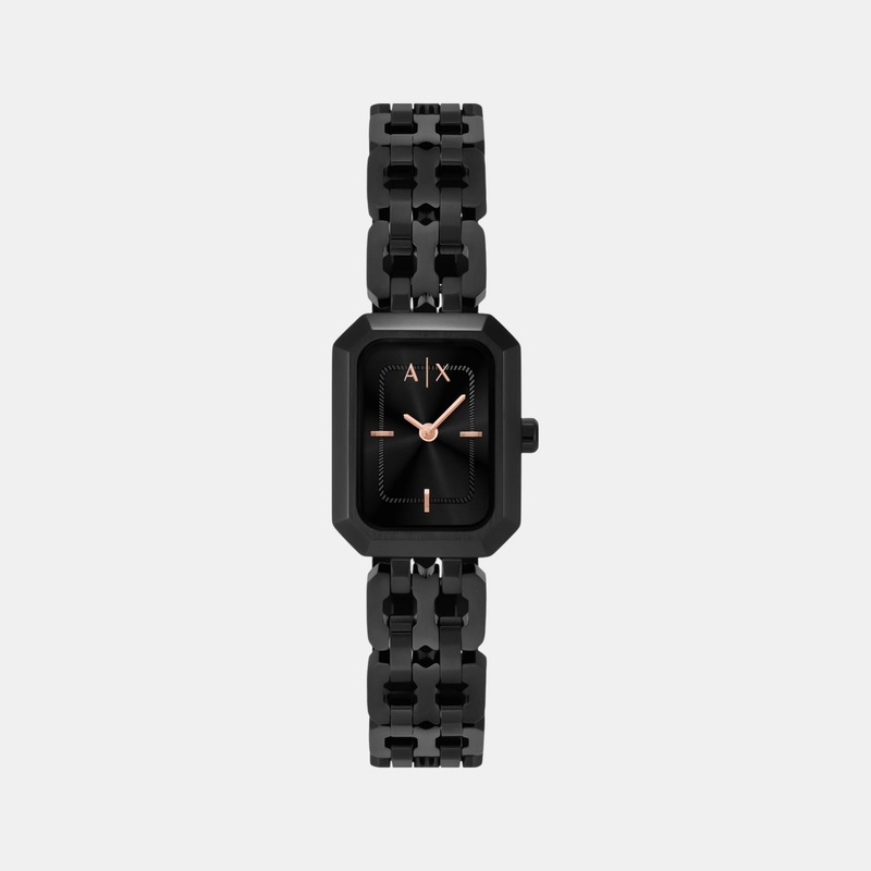 Women Quartz Black Dial Analog Stainless Steel Watch AX5813