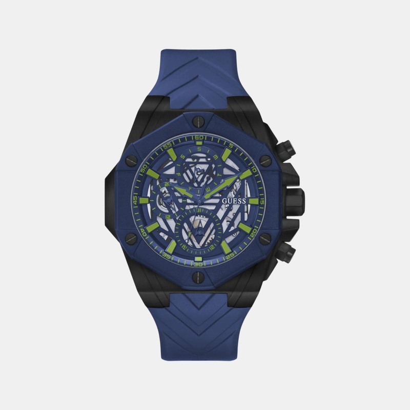 Women Quartz Blue Dial Multi-Function Silicone Watch GW0579G3