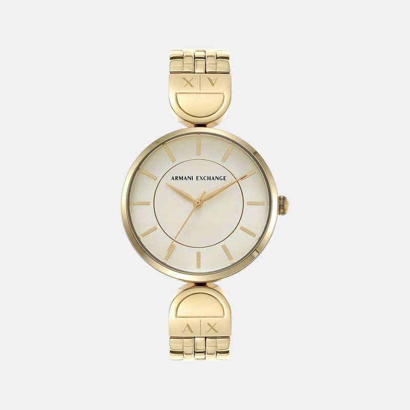 Women Quartz Cream Dial Analog Stainless Steel Watch AX5385