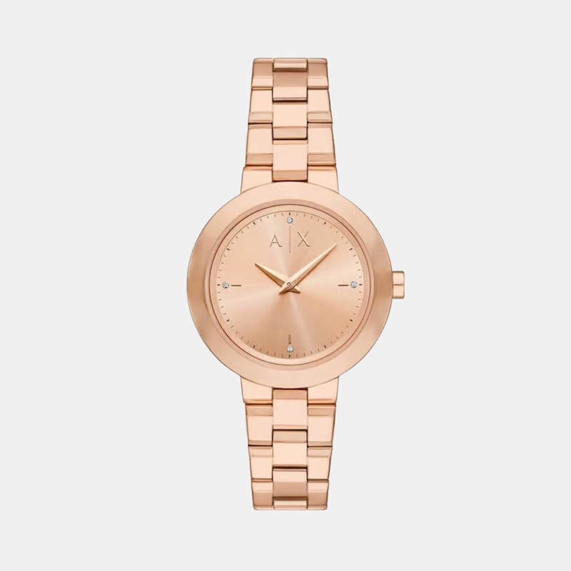Women Quartz Gold Dial Analog Stainless Steel AX5177