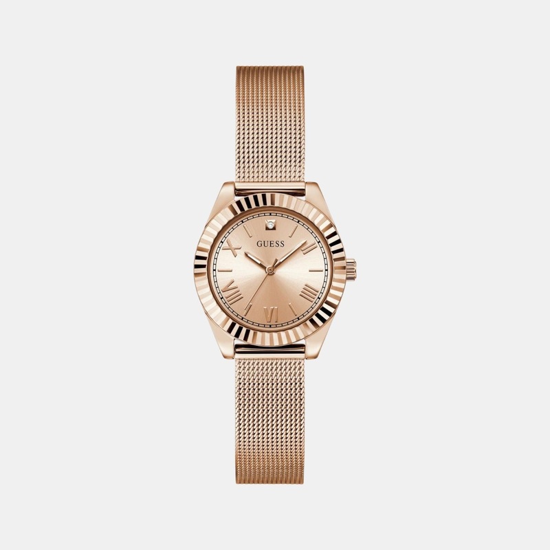Women Quartz Rose Gold Dial Analog Steel Mesh Watch GW0842L3