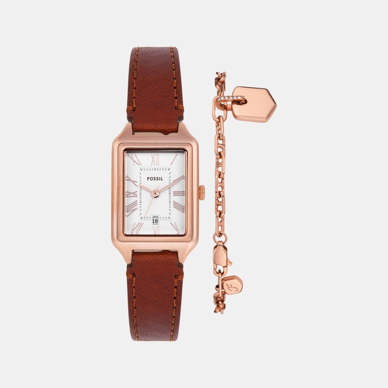 Women Quartz White Dial Analog Leather Watch ES5377SET