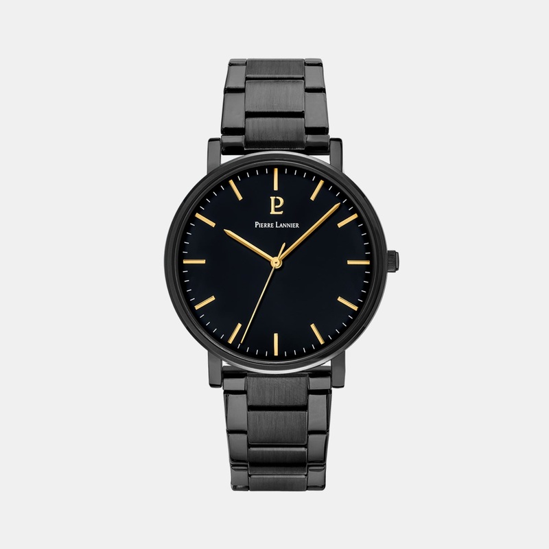 Essential Men Quartz Black Dial Analog Stainless Steel Watch 252G439