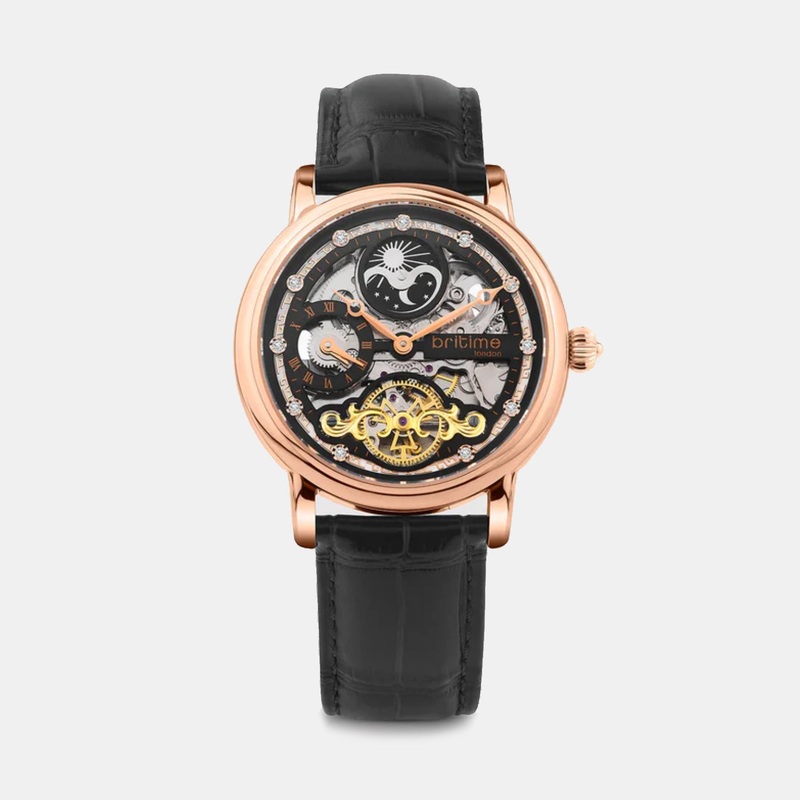 Men Automatic Black Dial Analog Leather Watch 641-L30406