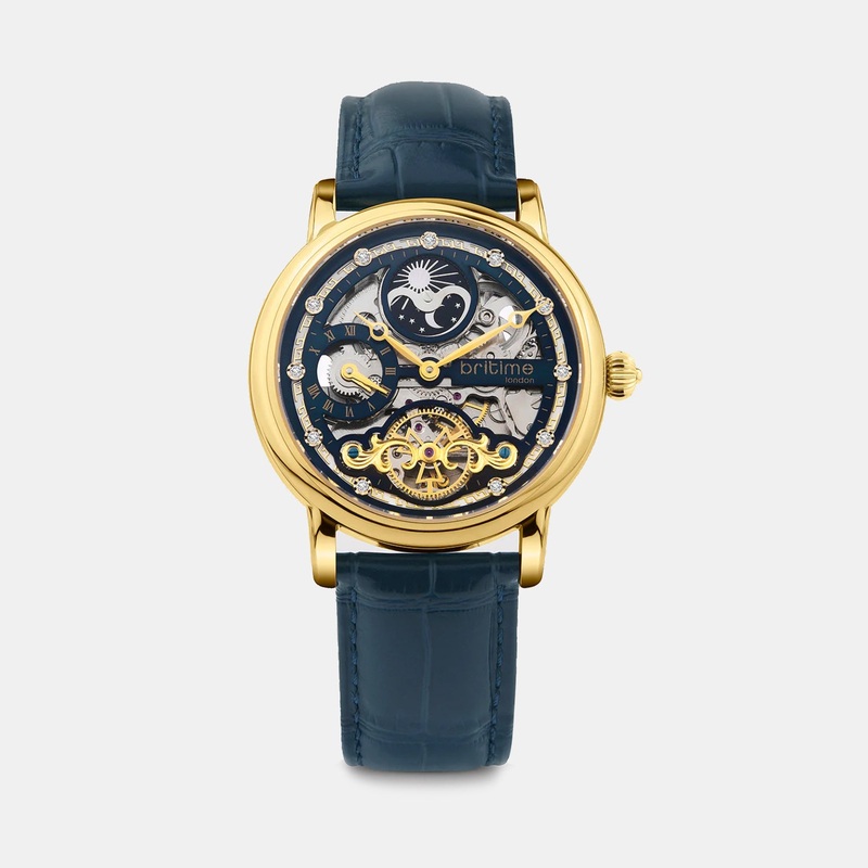 Men Automatic Blue Dial Analog Leather Watch 641-L20507