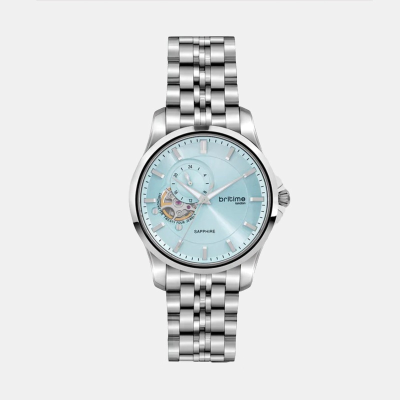 Men Automatic Sea Blue Dial Analog Metal Watch 166-M11701