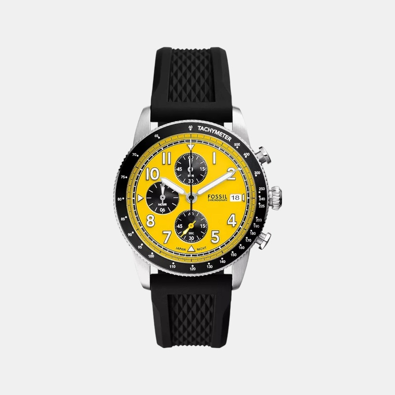 Men Quartz Yellow Dial Chronograph Silicone Watch FS6044