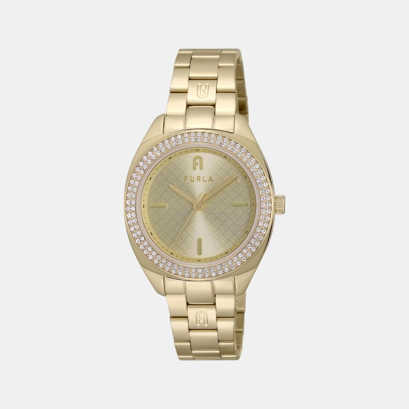 Women Quartz Champagne Dial Analog Polished Watch WW00038003L2