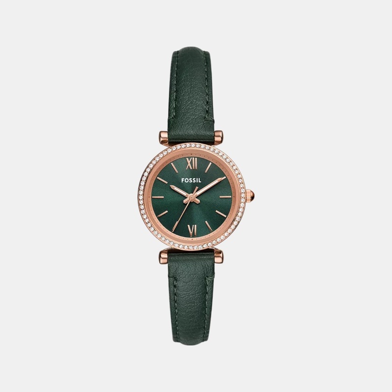Women Quartz Green Dial Analog Leather Watch ES5370