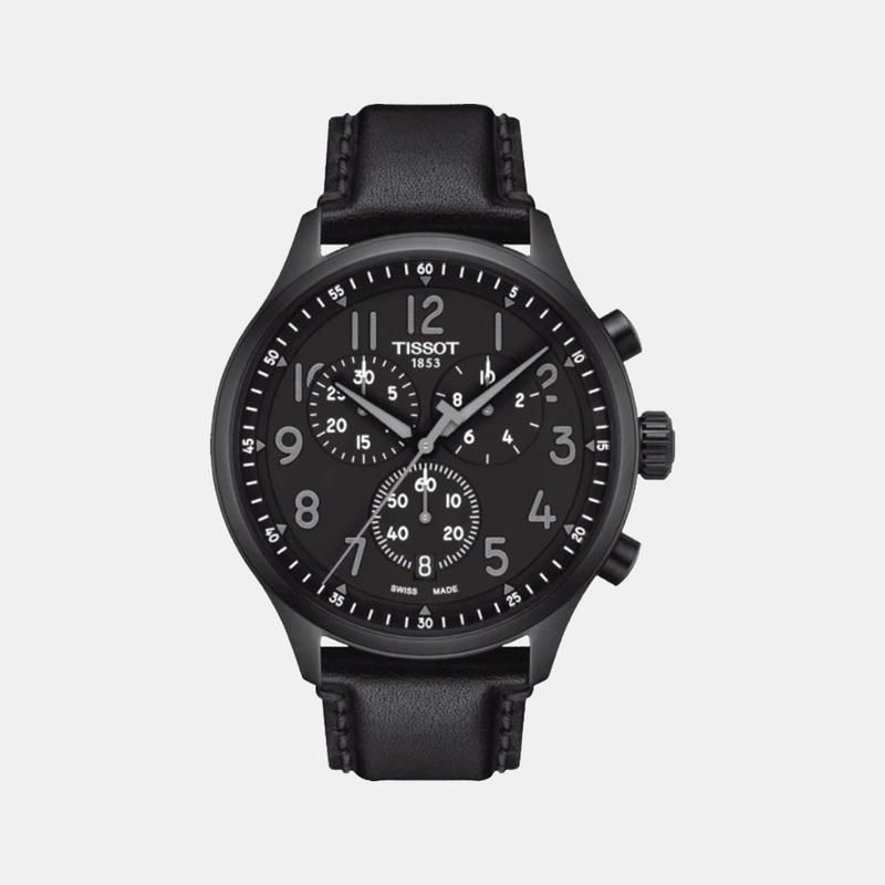 Chrono Xl Vintage Men's Black Leather Watch T1166173605200