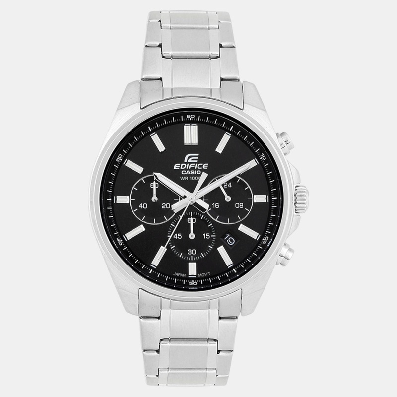 Edifice Men Black Dial Analog Stainless Steel Watch ED596