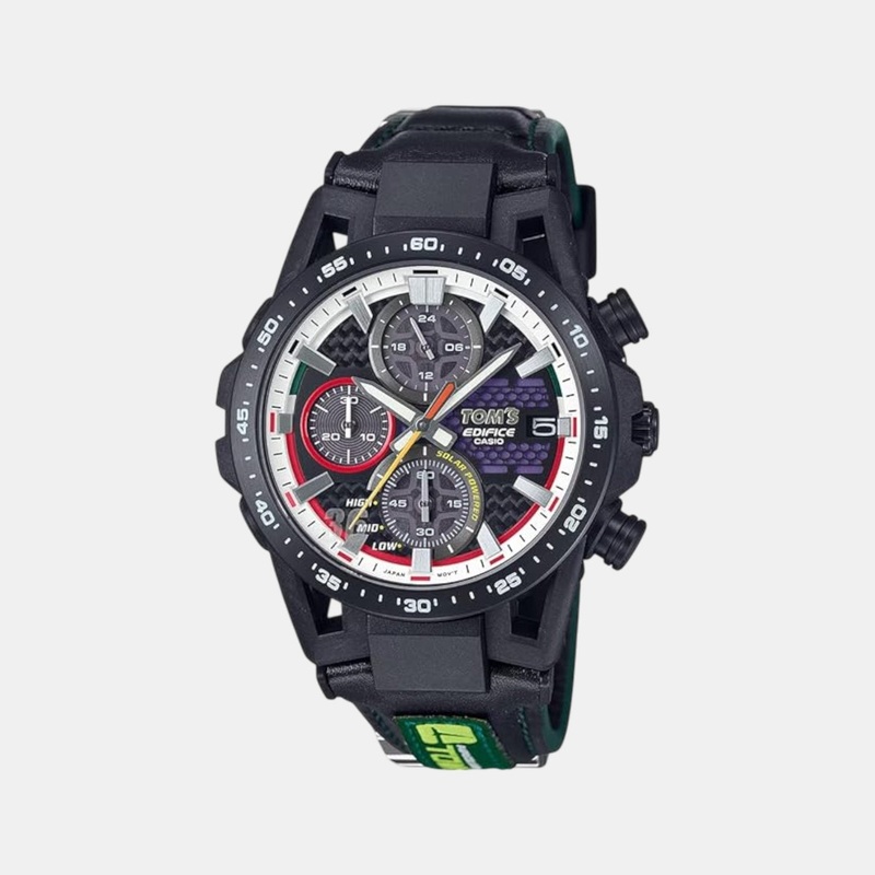 Edifice Men Quartz Black Dial Analog Leather Watch EFS-S641TMS-1ADR ED632