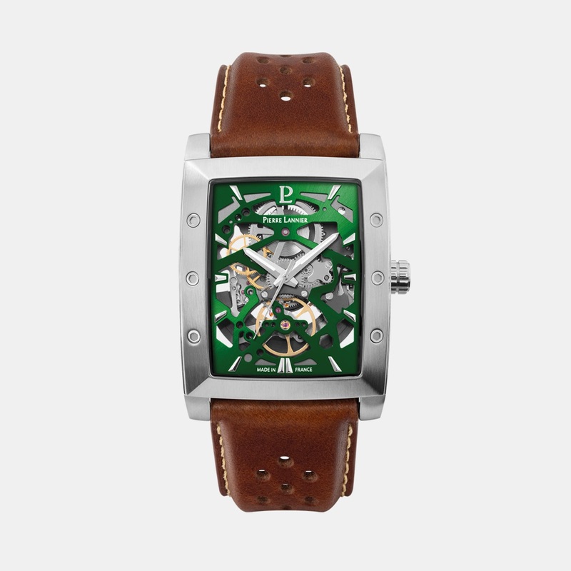 Hector Men Automatic Green Dial Analog Leather Watch 342A174