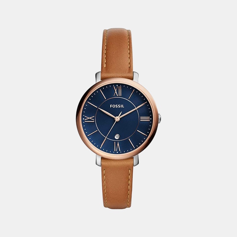 Jacqueline Women Quartz Blue Dial Analog Leather Watch ES4274