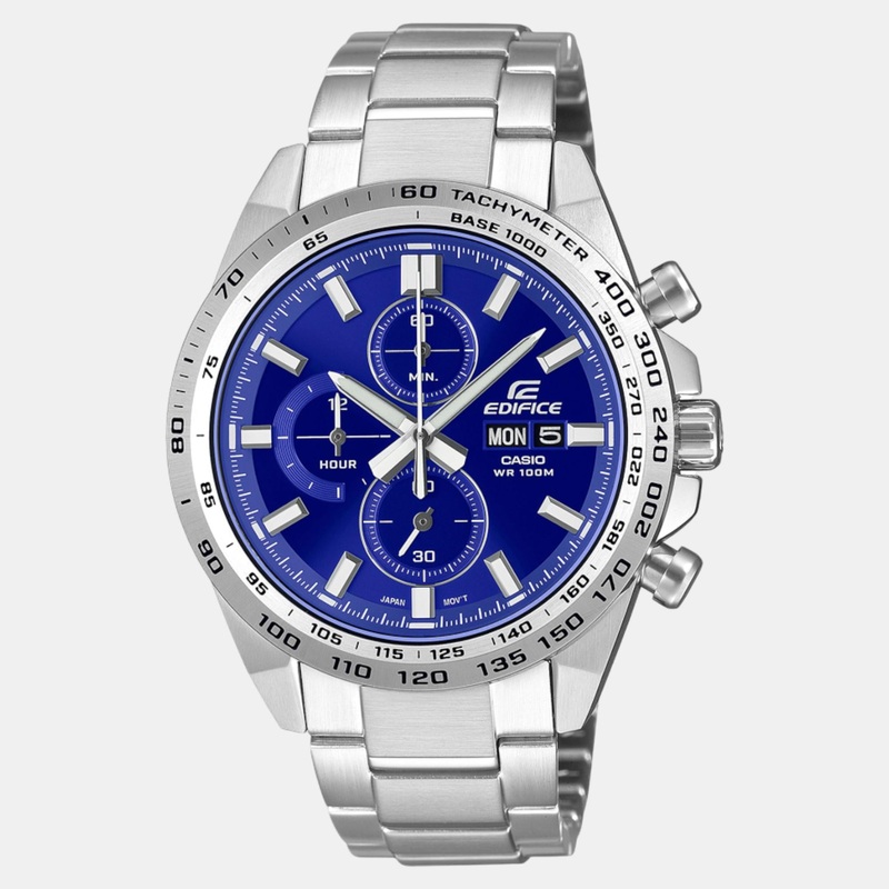 Men Blue Dial Chronograph Stainless Steel Watch ED594