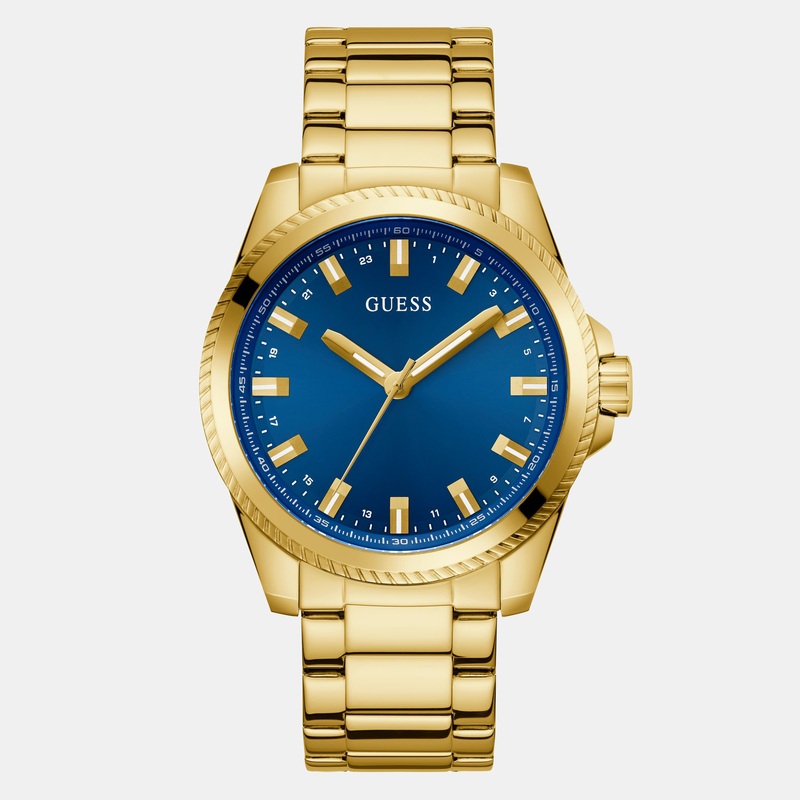 Men Quartz Blue Dial Analog Stainless Steel Watch GW0718G2