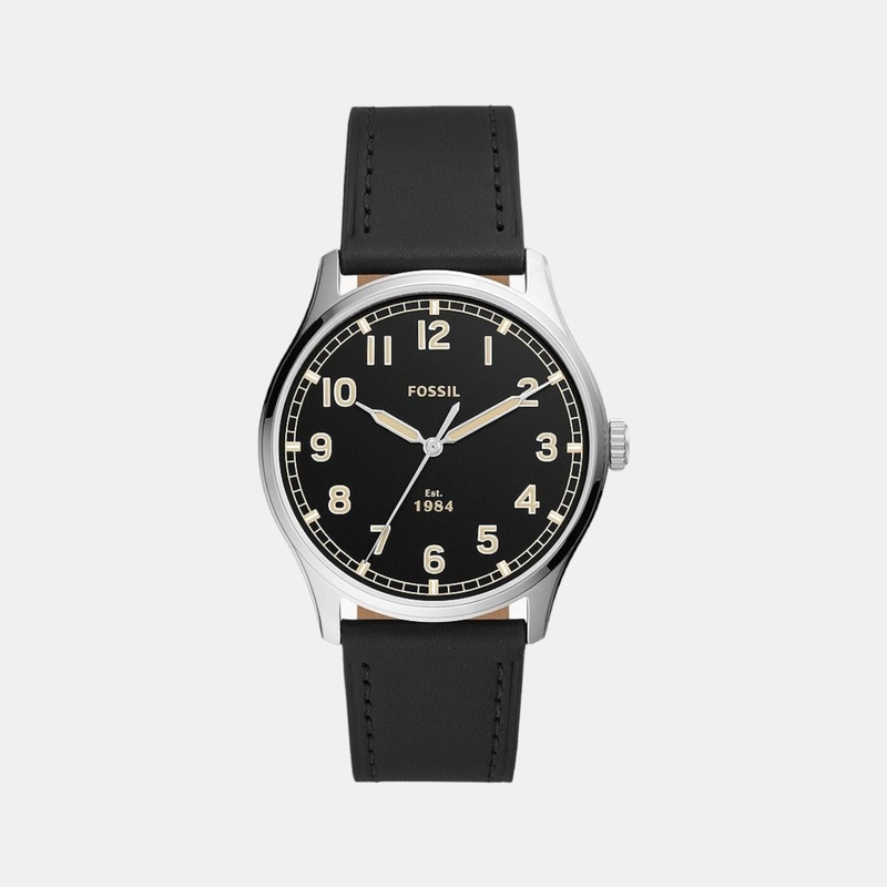 Men's Black Analog Leather Watch FS5926