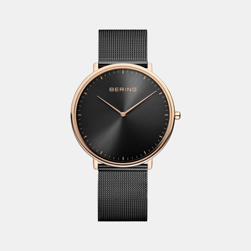 Unisex Black Analog Stainless Steel Watch 15739-166