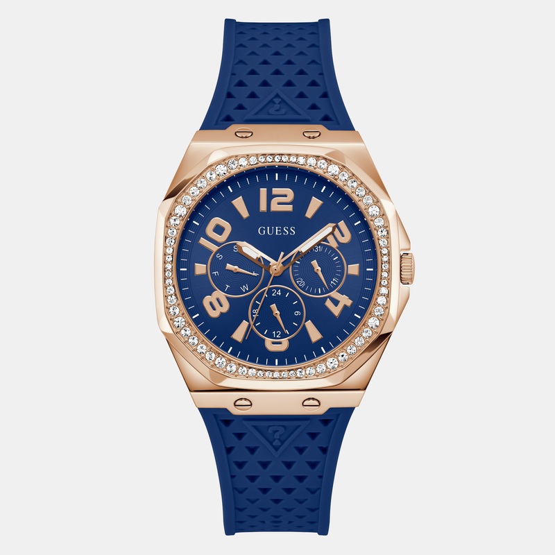Women Quartz Blue Dial Multi-Function Silicone Watch GW0694L4