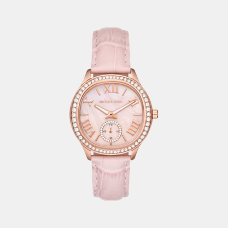 Women Quartz Mother Of Pearl Dial Analog Leather Watch MK4820