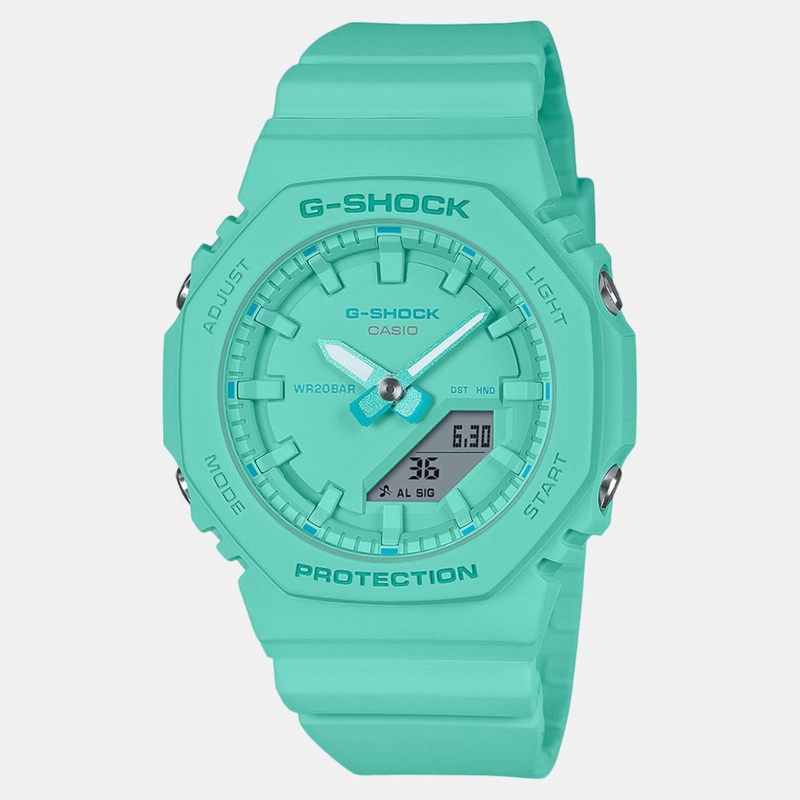 Women Turquoise Blue Dial Analog-Digital Bio-Based Resin Watch G1531