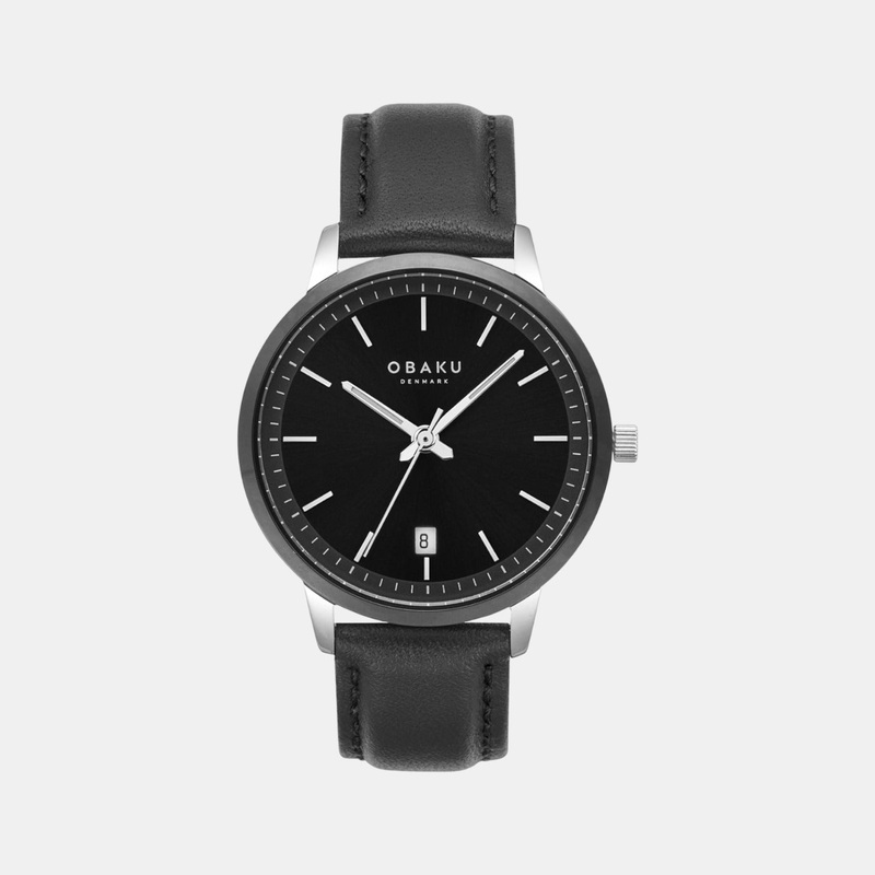 Men's Black Analog Leather Watch V270GDABRB