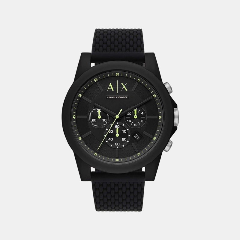 Men's Black Silicon Chronograph Watch AX1344