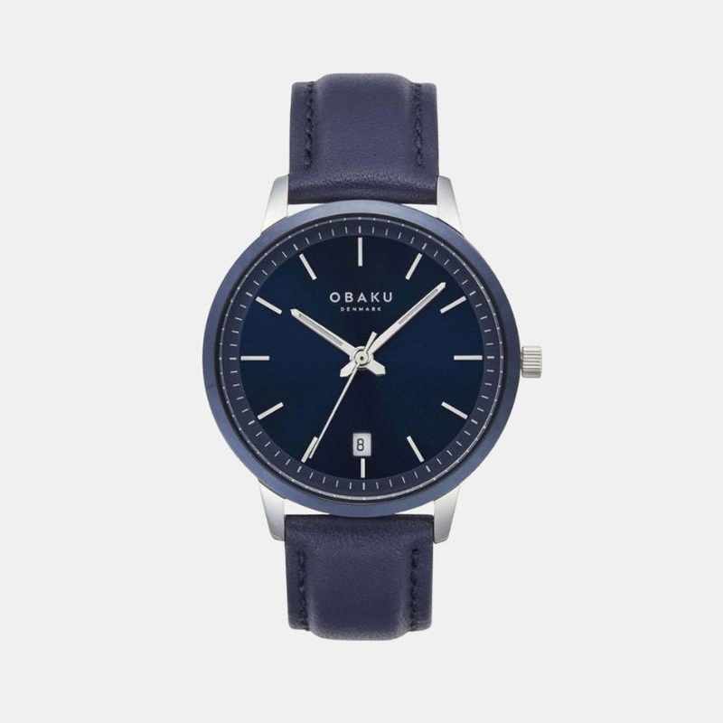 Men's Blue Analog Leather Watch V270GDHLRL