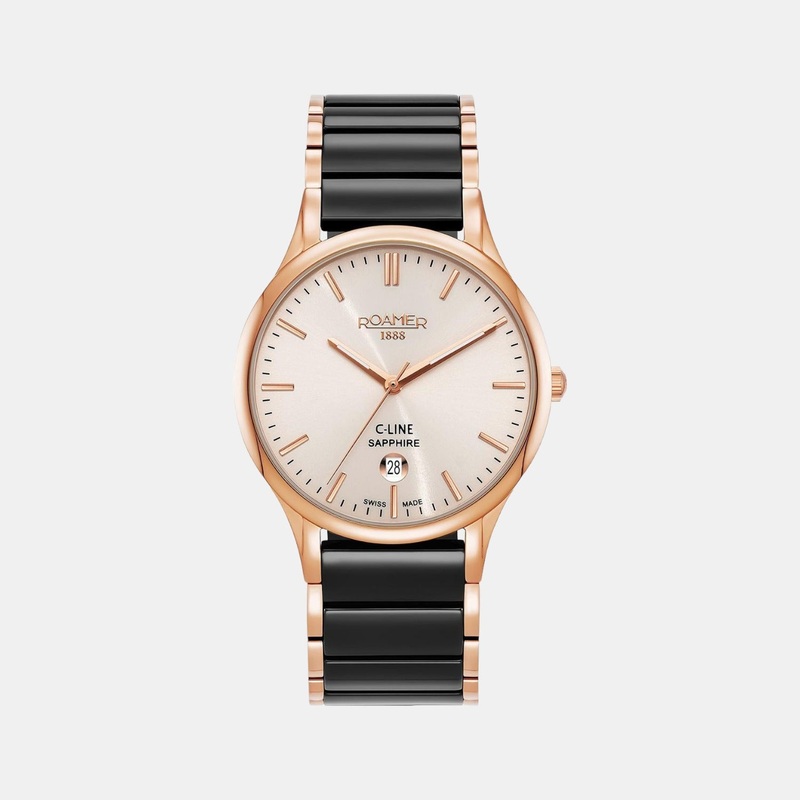 Men's Cream Analog Ceramic Watch 658833 49 35 61