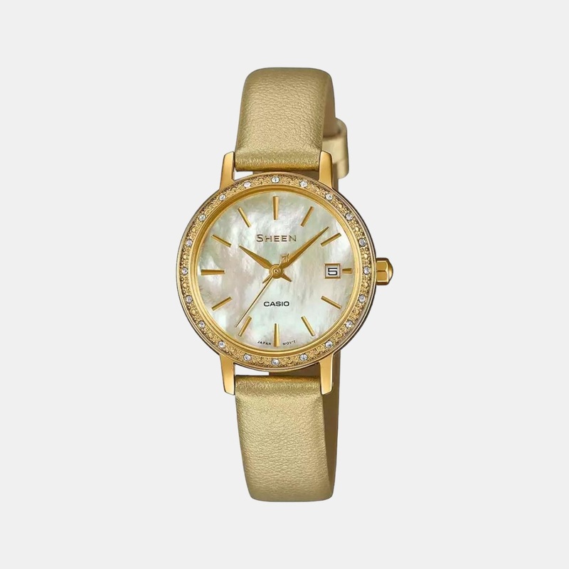 Sheen Women Mother of Pearl Dial Analog Leather Watch SH224 - SHE-4060GL-9AUDF