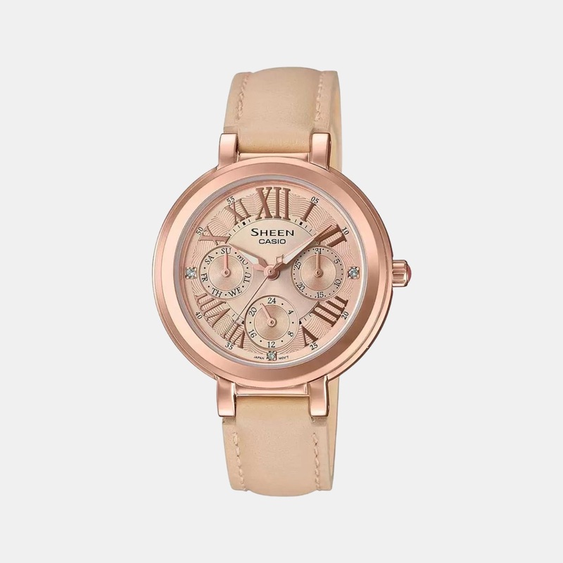 Sheen Women's Chronograph Leather Watch SX252 - SHE-3034GL-9AUDF