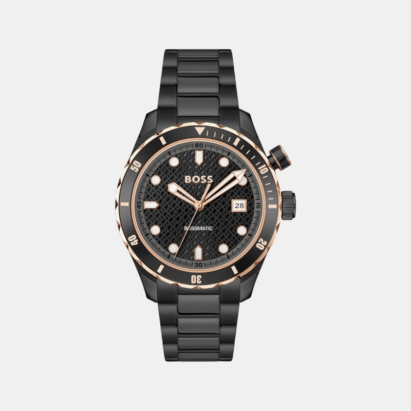 Bossmatic Men Automatic Black Dial Analog Stainless Steel Watch 1514215