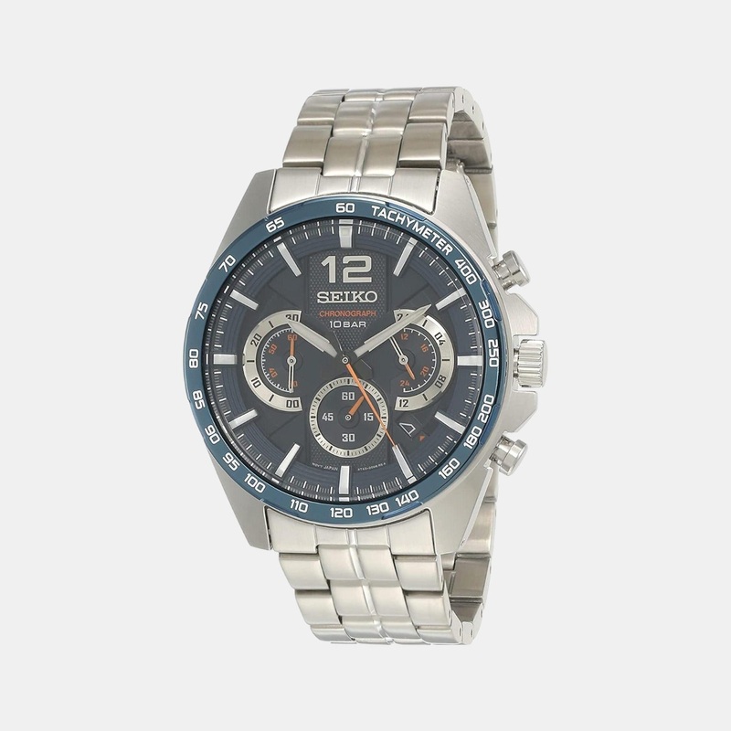 Dress Men Quartz Blue Dial Chronograph Stainless Steel Watch SSB345P1