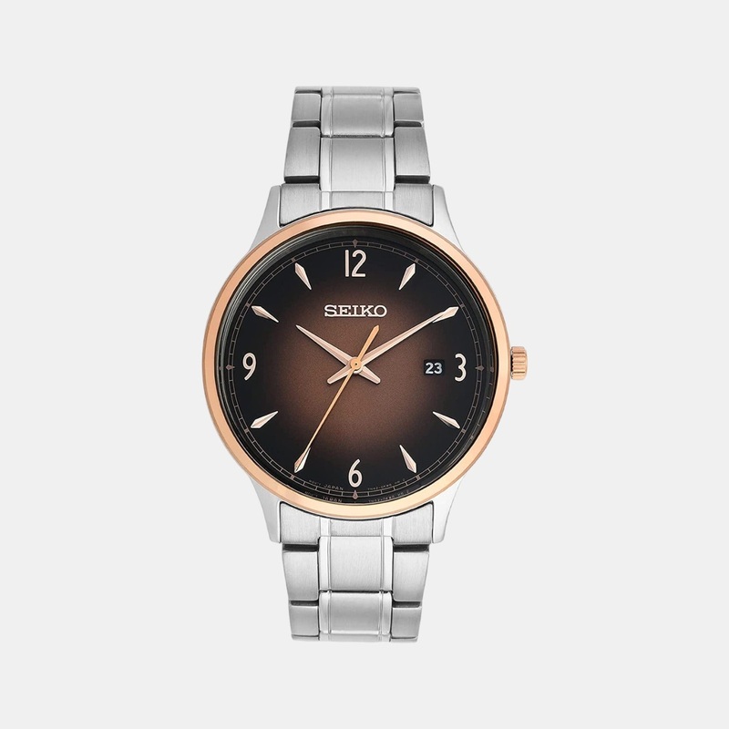 Men Quartz Brown Dial Analog Stainless Steel Watch SGEH90P1