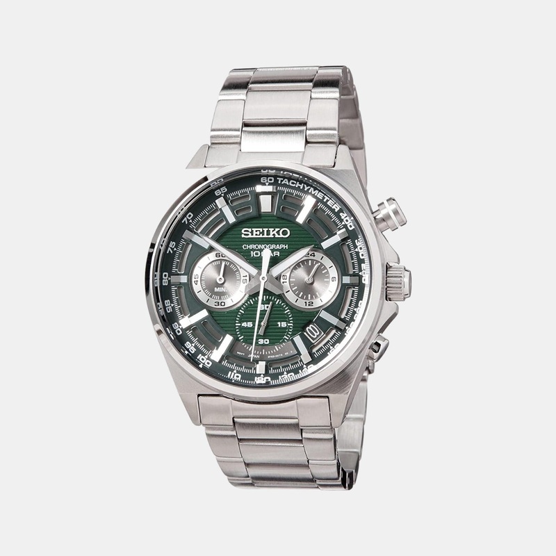 Men Quartz Green Dial Chronograph Stainless Steel Watch SSB405P1