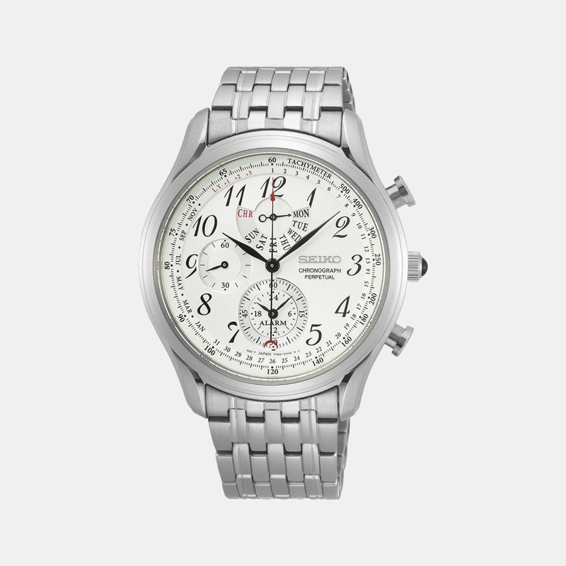 Men Quartz White Dial Chronograph Stainless Steel Watch SPC251P1