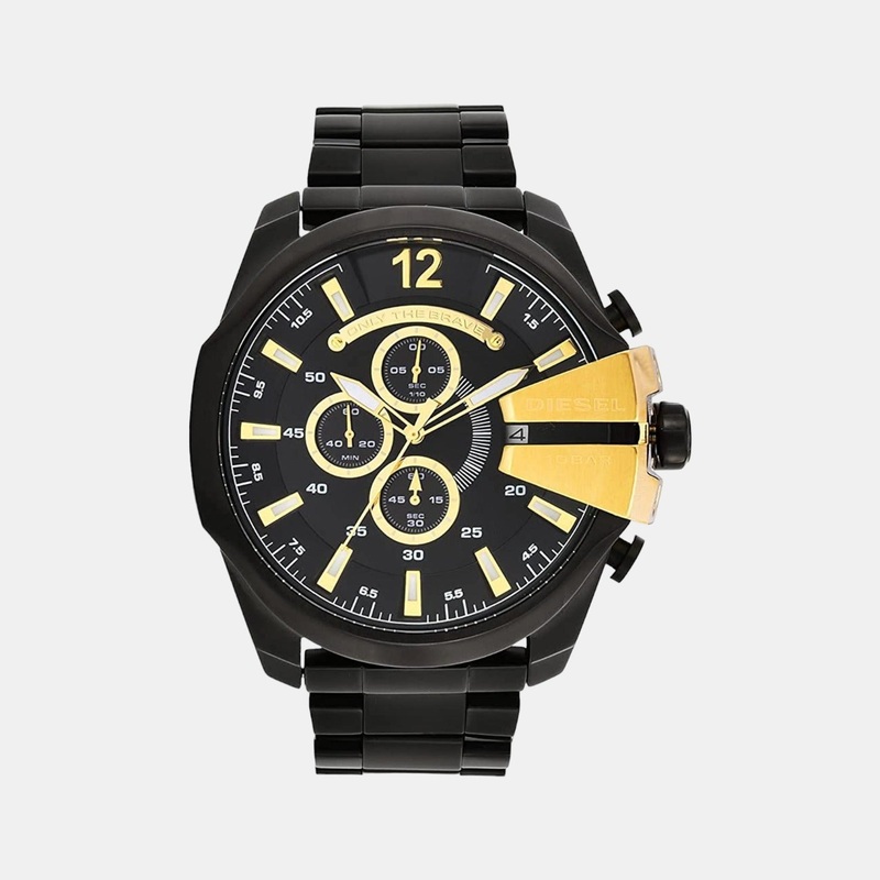 Men's Black Stainless Steel Chronograph Watch DZ4338