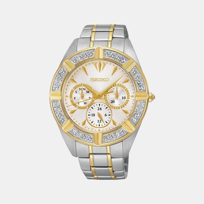 Women Quartz White Dial Chronograph Stainless Steel Watch SKY676P1