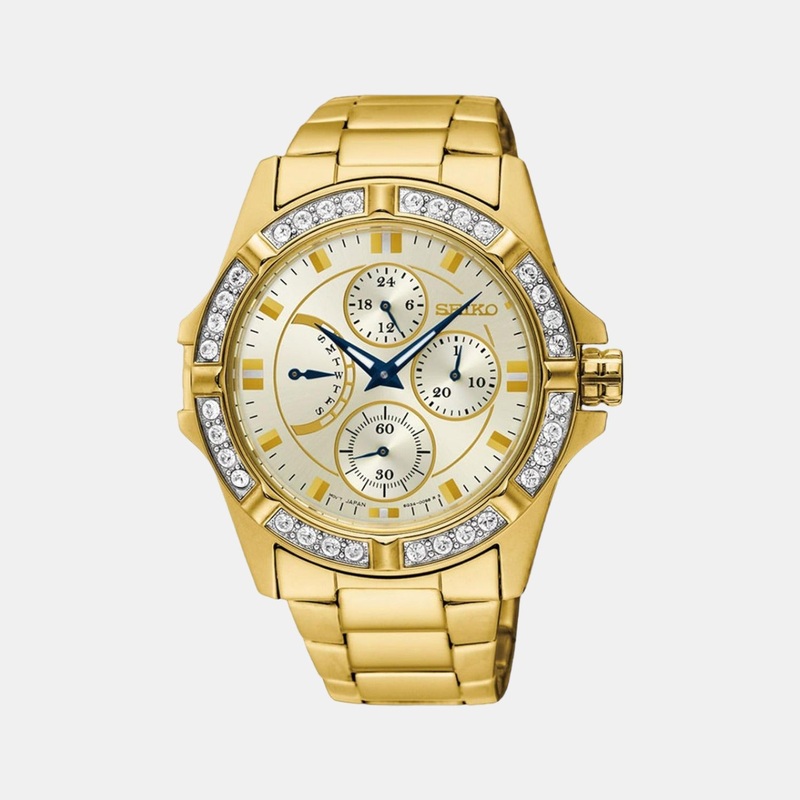 Women Quartz White Dial Multi-Function Metal Watch SRLZ86P1