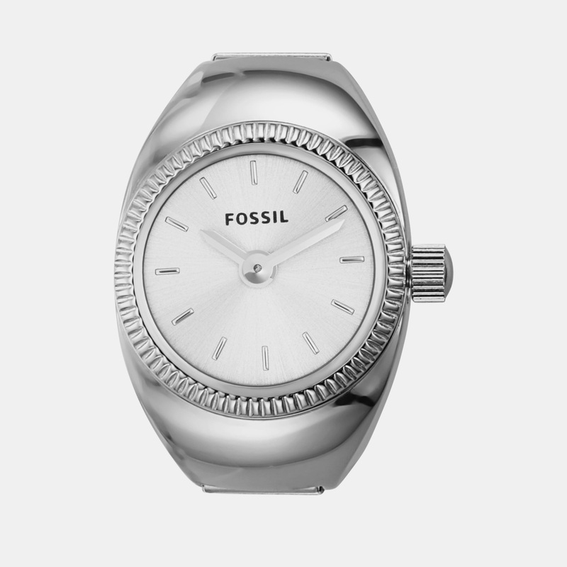 Women Quartz White Dial Ring Analog Stainless Steel Watch ES5245